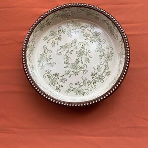 Floral Green and Brown Ceramic Bowl